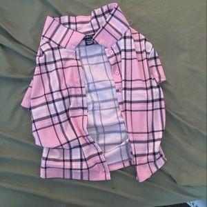 Pink plaid button up